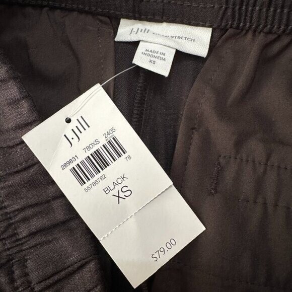 NWT J. Jill Black Linen Stretch Pull On Crop Pants Women's XS - Picture 3 of 7